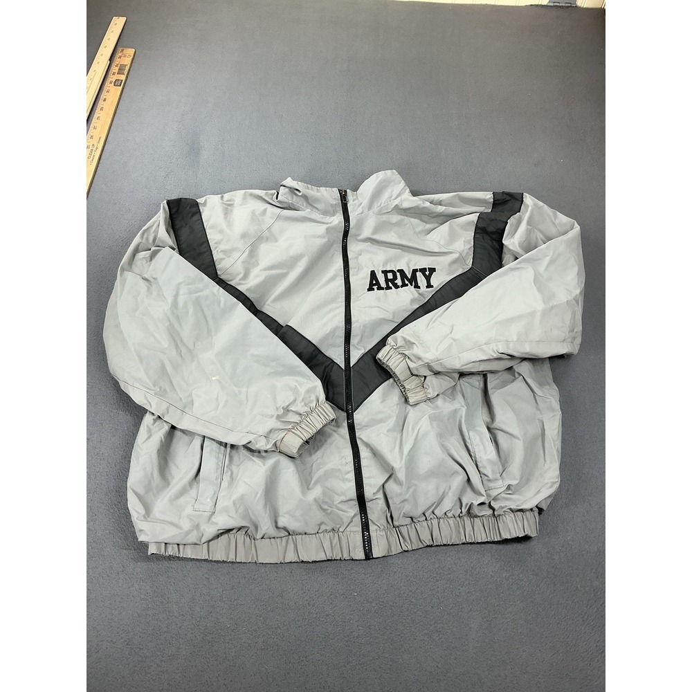 U.S. Army Jacket Mens L Gray Windbreaker Physical Fitness Full Zip Lined